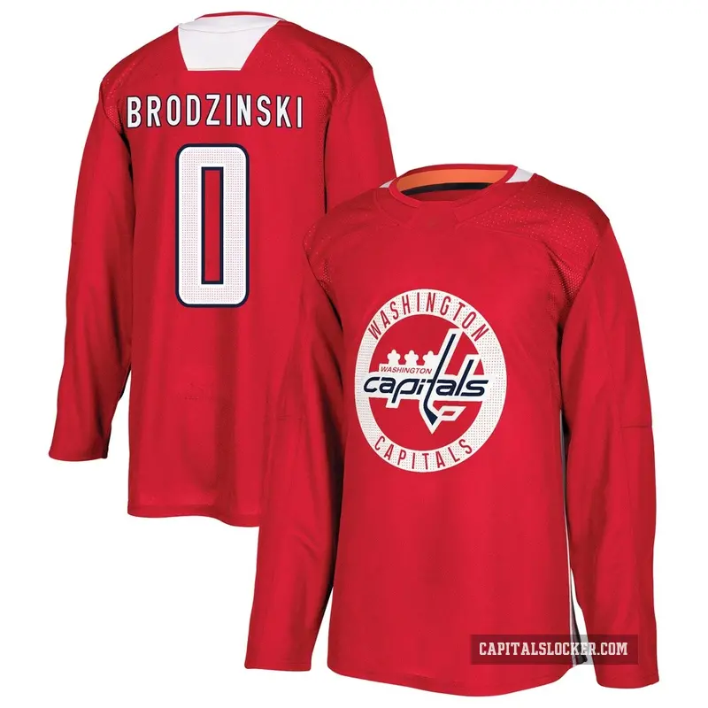 Men's Jonny Brodzinski Washington Capitals ＃0 Authentic Red Practice Jersey
