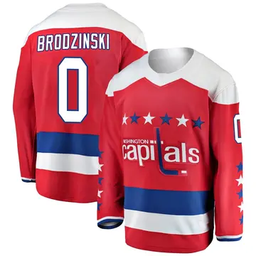 Men's Jonny Brodzinski Washington Capitals ＃0 Breakaway Red Alternate Jersey