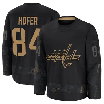 Men's Ryan Hofer Washington Capitals ＃84 Premium Black 2024 Military Appreciation Practice Jersey