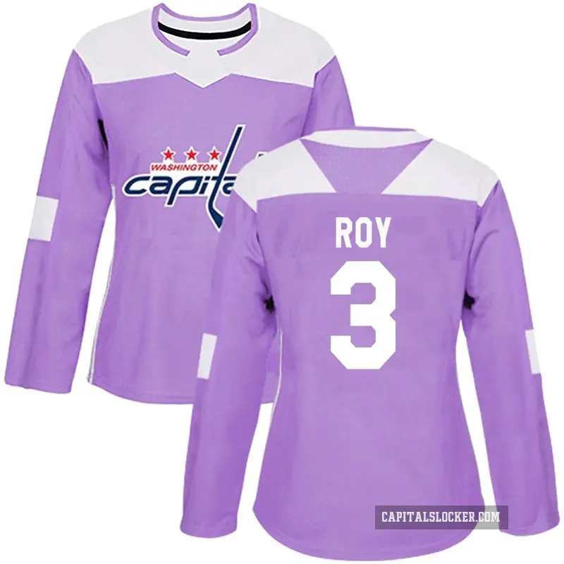 Women's Matt Roy Washington Capitals ＃3 Authentic Purple Fights Cancer Practice Jersey