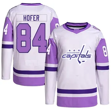 Youth Ryan Hofer Washington Capitals ＃84 Authentic White/Purple Hockey Fights Cancer Primegreen Jersey